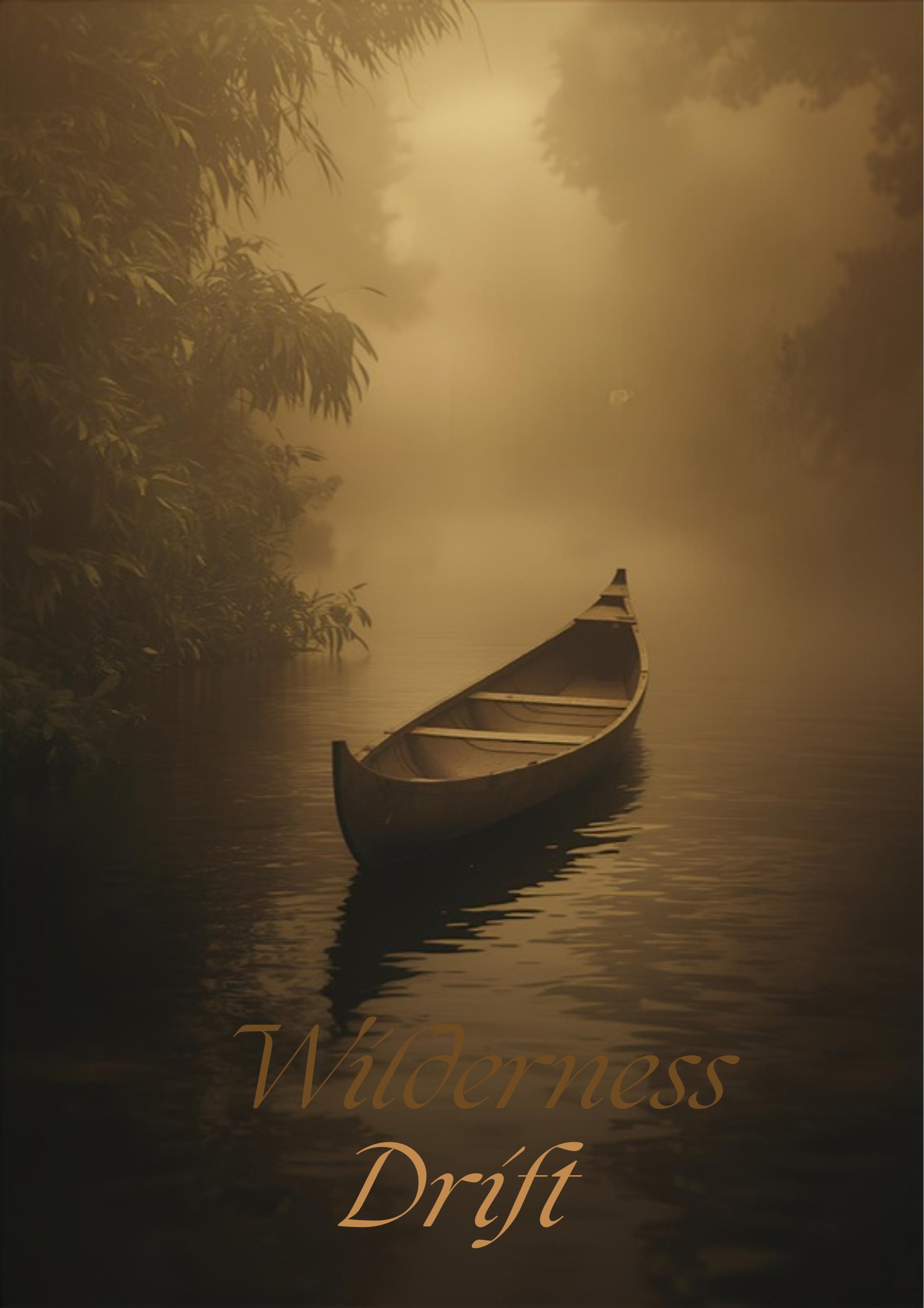 Historical vintage photo of traditional wooden canoe in jungle